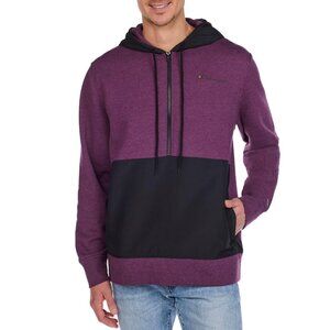 Champion Men's Fleece Woven-Mix Half Zip Two Tone Hoodie Plum Port Heather M
